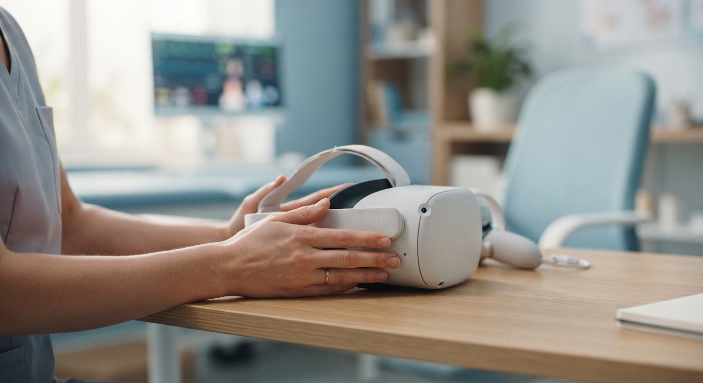 Шлем виртуальной реальности в медицинском кабинете